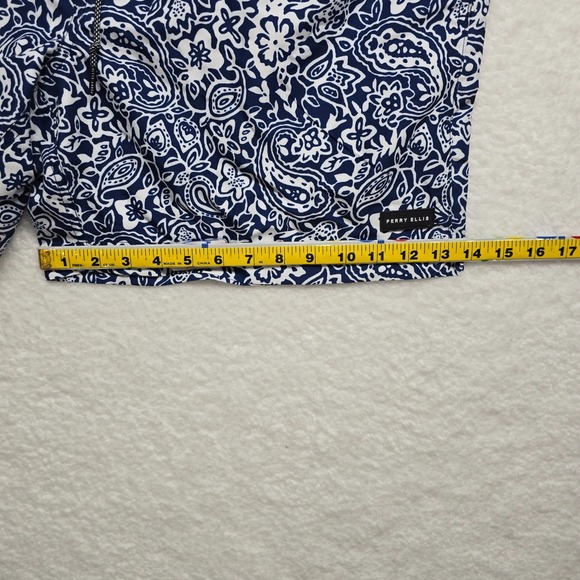 Perry Ellis Swim Trunks Size XL Blue White Paisley Print Quick Dry‎ Beachwear - Picture 8 of 16
